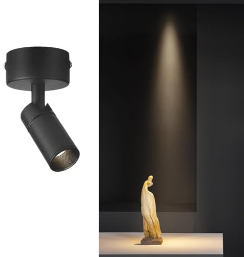MYUYEE Foco Led De Techo Empotrado, Luz De Enfoque Ajustable, Focos Direccionales, Luminaria Aent, Iluminación para Exhibición De Obras De Arte, Sala De Estar, Galería(Negro4000K)