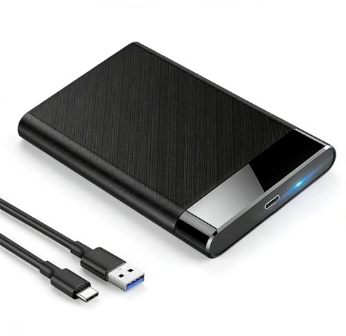 Caja Disco Duro 2.5 USB 3.1 Gen 2 6Gbps Carcasa Disco Duro para SSD/HDD de 2.5 Pulgadas con 7mm/9.5mm Instalación Sin Herramientas Caja Externa Incluye Cable USB C y Soporta UASP/Trim (Negro)