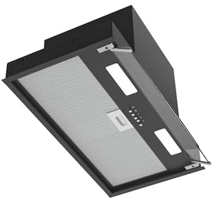 Campana Extractora Encastrable Armonia 60 BK, 60 cm, Negro e Inox, 3 Velocidades, Extracción 645 m³/h, Motor Extra Silencioso, Iluminación LED, Filtros Lavables, Clase A
