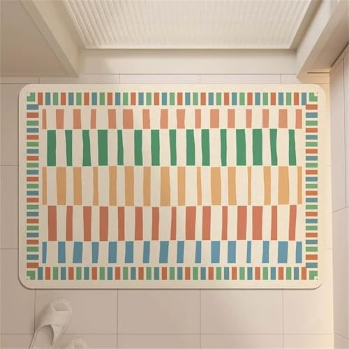 Alfombra de Baño Antideslizante, 70x140cm Alfombrilla Diatomita Baño Súper Absorbente, Alfombrilla Ducha Lavable Stone Bath Mat, Alfombra Piedras para Ducha, Cocina, Bañera y Baños, WC Spring 6-1139