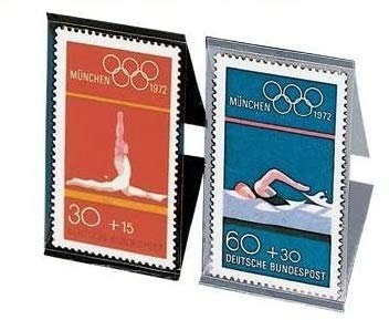 15x SAFE 923 Klarsichtklemmtaschen für Briefmarken - Streifen Tabs 23 x 200 mm schwarz / selbstklebende Klemmtaschen von HAWID exclusiv bei SAFE