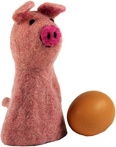 GURU SHOP Filz Eierwärmer, Handgemachte Filzdekoration aus Nepal, Filztier - Schweinchen, Rosa, 14x7x7 cm, Küchenaccessoires, Sonstiges