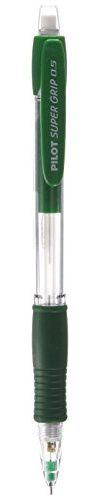 Pilot SuperGrip - Portamine con meccanismo a pressione e impugnatura imbottita, mina da 0,5 mm, 12 pz, colore: Verde