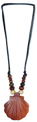 Halskette Muschel aus Sabo-Wood, Holz-Schmuck Modeschmuck, Natur-Schmuck