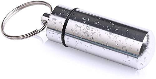 Harts Schlüsselring, mit Aluminiumbehälter, als Geldversteck oder Pillendose, groß