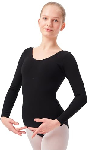 tanzmuster Ballettanzug Mädchen Langarm - Lilly - (Größe 92-170) aus Baumwolle, Ballettbody Kinder Ballett Trikot