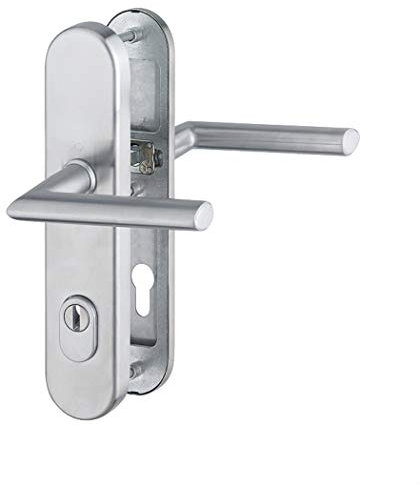 Hoppe 3664291 Schutzbeschlag Stockholm ES1, beids.Drücker,mit ZA,Entf.92mm,Edelstahl 10mm Stift, TS 67-72mm, Nr.3332ZA/3440/1140