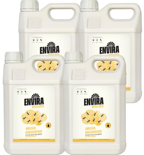 Envira Ameisenspray 4 x 5 Liter - effektiv Ameisen loswerden im Garten | Ameisen Spray mit Langzeitwirkung - wirksames Mittel gegen Ameisen für Wohnung, Balkon, Terrasse und Garten