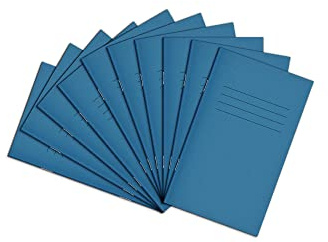 Rhino A6+ Exercise Books, 48-Page / 7mm Lined with Centre Margin Paper Notebook, 10-Pack, Writing Book, Office & School Stationery Supplies, Light Blue