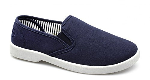 Dr Keller Yacht Mens Canvas Wide Fit Slip On Deck Shoes Navy