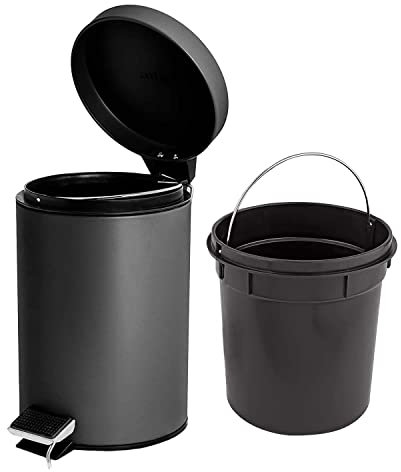 Denny International 3 Litre Stainless Steel Pedal Bin for Kitchen Bathroom Toilet Rubbish Tray (Black)