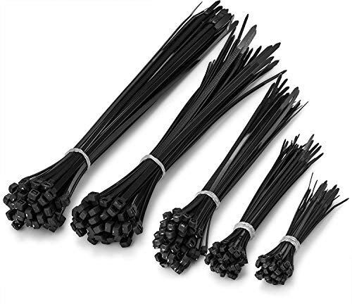 1000 Assorted Black Cable Ties Zip Tie Wraps Nylon Plastic