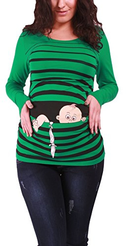 M.M.C. Baby Flut - rolig rolig söt omständighetspoj/omvårdnad tröja med motiv för graviditet/graviditetströja, lång ärm