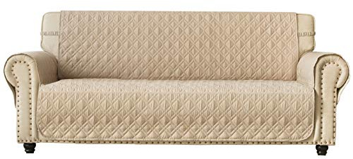 Ameritex Couch Sofa Slipcover 100% Waterproof Nonslip Quilted Furniture Protector for Dogs, Children, Pets, Machine Washable (Beige, 68)