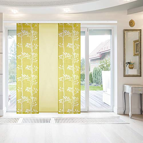 Bestlivings Flächenvorhang Elena 3er Pack Ausbrenner 60 x 260 cm (B x H) in Olivgrün inkl. Zubehör, ausgebrannte Motive Schiebevorhang, in vielen Farben
