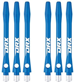 RED DRAGON DRX Coated Aluminium Medium Blue Logo Dart Stems (Shafts) - 2 Sets per Pack (6 Stems in total)