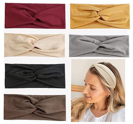 Stirnband Damen Elastisch Stirnbänder Breit Verdrehte Haarband Retro Weich Headwrap Sport Yoga Stirnband, Haar-Accessoires für Mädchen und Frauen (6 Farben)
