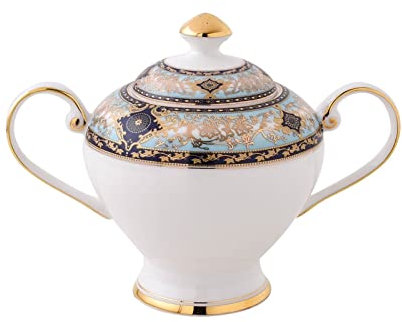 caihuashopping Azucarero Vintage Hueso China Tazón de azúcar Candy Candy Can Crática de Porcelana Europa Cerámica Cerámica Miel Jar Jar Tea Herramienta Tazón de Azúcar