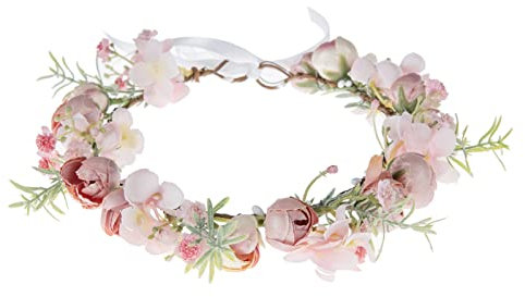 Vividsun Blumenkrone, Blumenkranz, Stirnband, Blumenkrone, Hochzeit, Festivals, Foto-Requisiten, Kopfschmuck, E/rosa Krone, Einheitsgröße