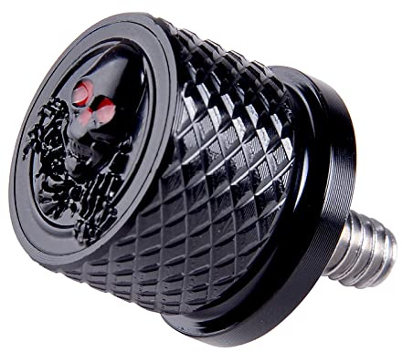 Sresk 3D bakre stötfångarskruv för Harley Dyna Sportster Softail Road Glide Street Touring King CVO Electra Iron 883 Bob 1996–2022 gänga 1/4 tums-20 räfflad sittmutter präglat skelett (svart)