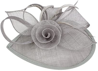 SHERCHPRY Vintage Haarschmuck Hut Damen Hochzeit Damen Vintage Feder Fascinator Blumencocktail Teeparty Kopfbedeckung für Hochzeitsfeier Hut (Grau) Fascinator Grau Silber