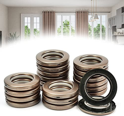 QUCUMER 20 Pcs Arandelas Cortinas Ollaos Cortinas 40mm Anillos Cortina Presion Anillos para Cortinas Redondo Argollas Plasticas para Cortinas de Baño Anillos Ojales para Colgar Cortinas, Marron
