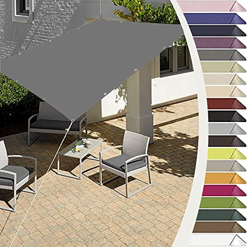 Waterproof Sun Shade 3.5 x 9 m PES 98% UV Block Water Resistant Sunscreen Pergola Sun Canopies with 4×1.5 m Free Rope for Patios Backyard Outdoor Garden, Light Grey