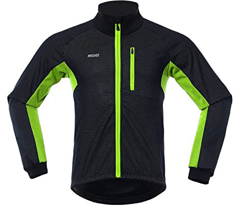 IUNSER Herren Damen Unisex Winter Warm UP Thermal Softshell Fahrradjacke Winddicht Wasserdicht Fahrradbekleidung Herbst Winter Herren (Green, XL)