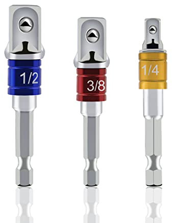 3tlg Stecknuss Adapter Stecknussadapter Set dapter Satz Sechskant Steckschlüssel 1/2, 3/8, 1/4 Nuss Set Adapter Bit