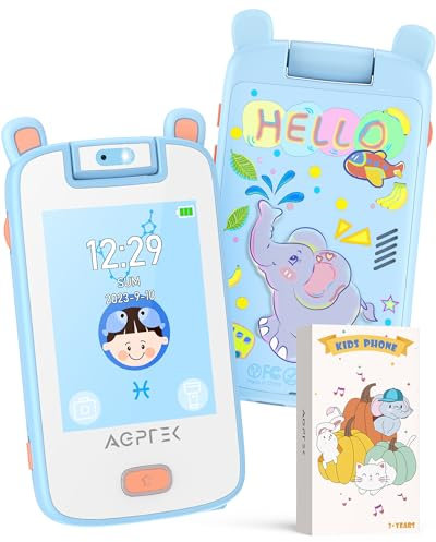 AGPTEK 2,8 Zoll Kinder Handy mit Musik und Spiel, 32GB Kinder Kamera, Kinder Spielzeug mit großer Touchscreen, 12 Spiele Rechner Schrittzähler, MP3, Weihnachten Geschenk für Junge Mädchen, Blau