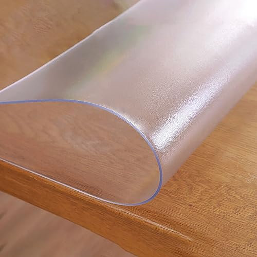 Glasklar Folie 1.5mm Dick, Transparente Tischdecke, Tischschutz, Schutztischdecke,durchsichtige tischfolie, Größe wählbar,Wasserdicht Kein Schrumpfen Geruchlos Nach Maß (60x110cm,Frosted 1.5MM)