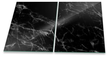 Herdabdeckplatte Abdeckung Ceranfeld Abdeckplatte Schneidebrett 2-Teilig 80x52 Marmor Schwarz- Weiss Spritzschutz Glasplatte Ceranfeldabdeckung Herdschutz Sicherheitsglas Glasschneidebrett 2x40x52