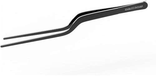 CREATIVECHEF 8-Inch Kitchen Tweezers: Ergonomic, Stainless Steel, Precision Grip (Black)