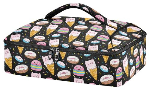 Borsa termica per alimenti caldi o freddi, con coperchio, ideale per trasportare alimenti caldi o freddi, ideale per trasportare alimenti, ideale per viaggi, feste, picnic, Caramelle dei cartoni