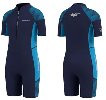 Seaskin Kids Wetsuit for Boys Toddler, 2mm Front Zip Thermal Swimsuits Shorty Diving Suits