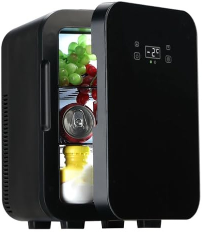 GIZNXBA Mini Frigo da Camera 10 Litri, Frigorifero Compatto A Una Porta, Frigorifero Portatile con Display LCD della Temperatura per Ufficio, Camera da Letto, Auto, Viaggi(Color:/Black,Size:220V)