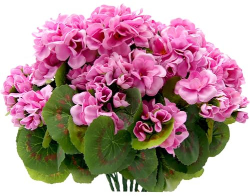 JOJAZE Künstliche Geranien, Seidenblumen, Kunstpflanze, Kunstblume, Violett, Rosa, 8 Stück