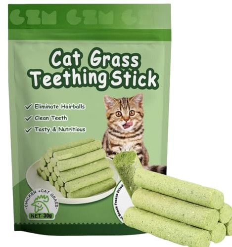 6Pcs Cat Grass Teething Stick,Cat Grass Sticks,C/at Chew Sticks,C/at Dental Stic/k,Natural Ca/t Gra/ss Stick/s Molar Rod,Ca/t Teeth Cleaning G/rass Stic/k,Catnip Toys,Teething Toy