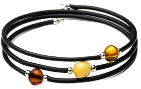 Baltic Amber Bracelet 3 pieces for Women- Hand Made from Polished/Certified Baltic Amber Beads