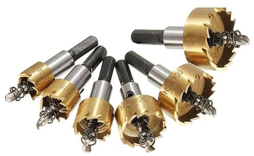 Gasea 6Pcs HSS Drill Bit Hole Saw Cutter Set Stainless High Speed Steel Metal Alloy Hole Cutter Tool 16/18.5/20/25/30/32mm