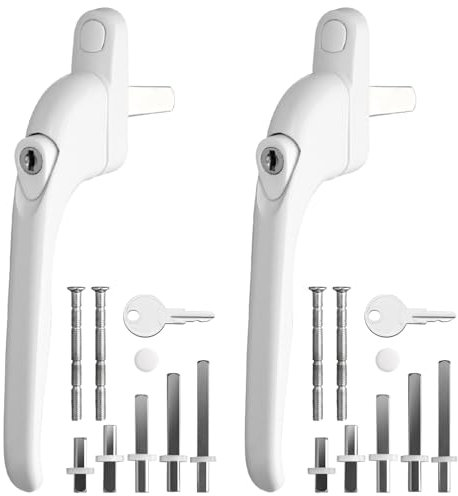 Kamtop Window Handle for uPVC Windows, Universal Espag Handles with Key, Aluminum Lockable Window Handle Inline Locking with 10, 15, 30, 43, 55mm Spindle