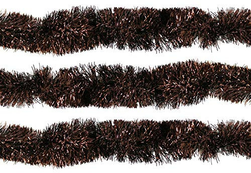 RockParty Copper Brown Luxury Christmas Tree Tinsel Decoration - Premium Hanging Ornaments for Indoor/Outdoor Xmas Parties & Seasonal Event Supplies (Pack of 4 (8m))