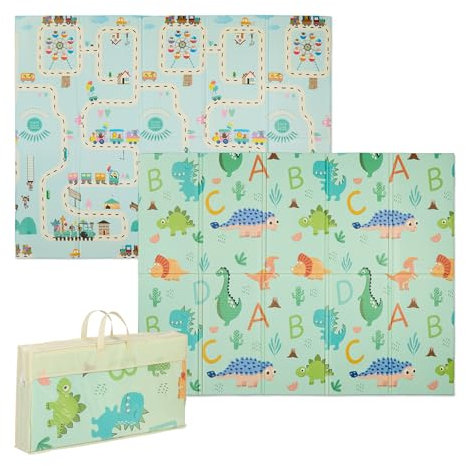 Relaxdays Tapis de Jeu Pliable, sans polluants, réversible, 200 x 150 cm, en Mousse XPE, Tapis Rampant bébé, Multicolore