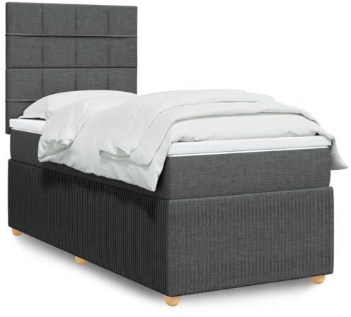 qohoio Boxspringbett mit Matratze Betten Mit Matratze Schlafzimmer Bett Boxspringbett Mit Matratze Dunkelgrau 80x200 cm Stoff - 3291884