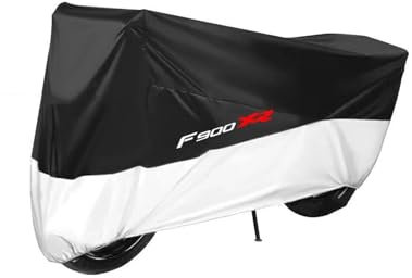 Motorradschutz für Parken Für F900XR F 900 XR Motorrad-Schutzhüllen Den Außenbereich Regen- Und Staubdicht(Black Silver,XXL for 200cm)
