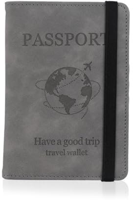 VONJUMA Reisepasshülle Passport Cover Mit Rfid-Blocker Kunstleder Reisepass Hülle Für Damen Herren Reisepass Kreditkarten Ausweis Und Reisedokumente 15×10.5Cm Grau