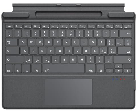 MoKo Tastiera Bluetooth Italiana con Touchpad per Microsoft Surface Pro 11/ Pro 10/ Pro 9/ Pro 8/ Pro X da 13, Layout QWERTY Tastiera Sottile di Type Cover con Portapenna (senza Ricarica), Grigio