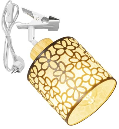 FSLiving Verstellbare Klemmlampe mit E27-Fassung,1 Packung Leselampe mit 1,8 m Kabel, Dimmbar Nachttischlampe,Schreibtischlampe für Büro Heimgebrauch - 14CM Schwarz Lampenschirm- TD0603M