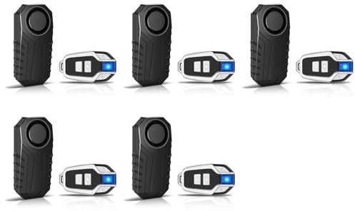 NineLeaf 113db Bicycle Alarm, Bike Alarms for Ebikes, Bicycle Alarm System Anti Theft, IP65 Waterproof, 7 Levels of Sensitivity, Easy Installation, for Bicycles, Electric Bicycles, Motorcycle, 5PK