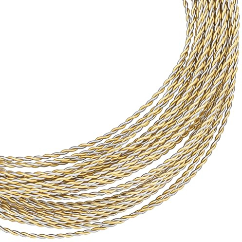 BENECREAT Alambre para joyas redondo retorcido de 6 m, hilo de latón antioxidante de 0,8 mm para la fabricación de collares, pulseras y proyectos hechos a mano, oro claro y platino